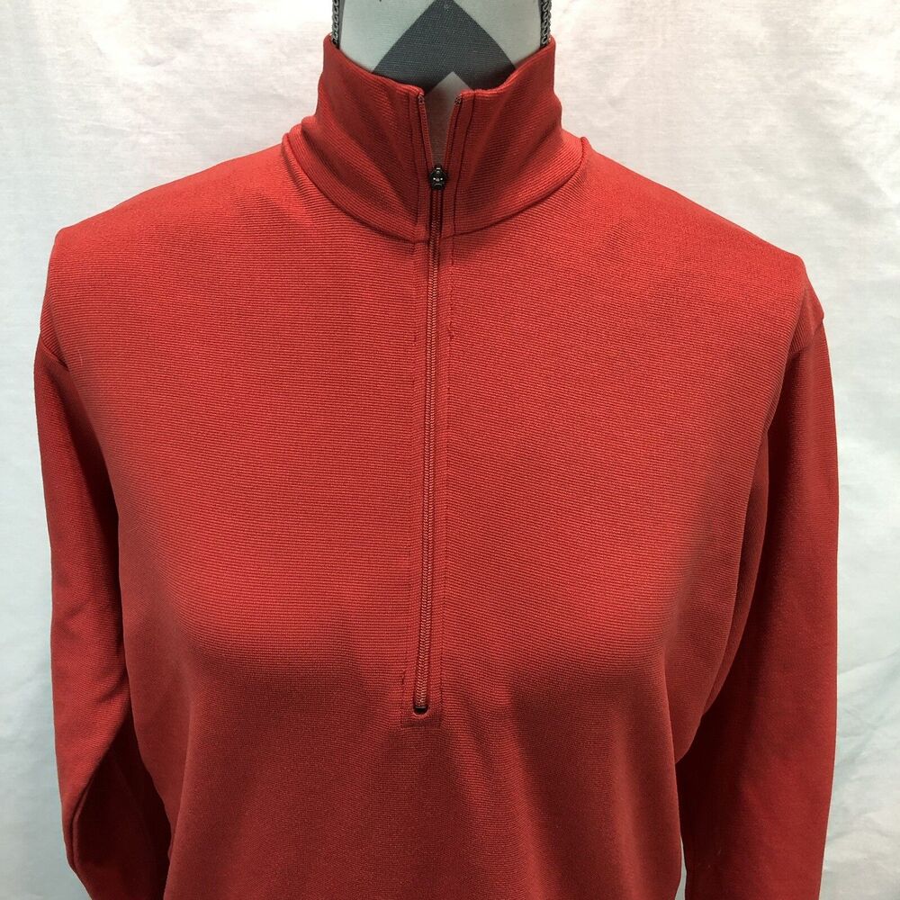 Vintage Made In USA Nike DRI-FIT 1/4-Zip Pull Over Running Shirt Red Medium